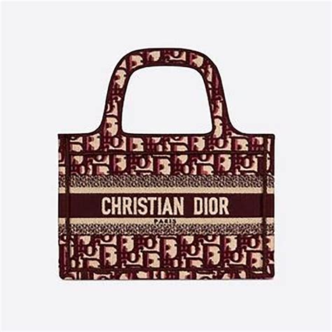 Mini Dior Book Tote Burgundy Dior Oblique Embroidery 